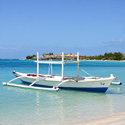 Caribbean Holidays, Caribbean Fishing, Traditional fishing boat on calm turquoise water near Bonaire, with a bright Caribbean coastline in the background