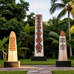 Caribbean Holidays, Caribbean Heritage, A respectful, atmospheric photograph of a Caribbean indigenous heritage site, with tropical greenery, traditional craftsmanship and warm natural light