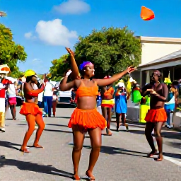 Caribbean Holidays, Caribbean Holidays in May, Colourful Caribbean street festival in May with dancers, musicians and local families celebrating in warm sunshine
