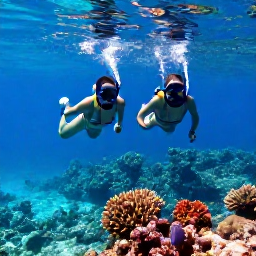 Caribbean Holidays, Caribbean Holidays May, Couple snorkelling together in clear Caribbean water above a colourful coral reef and tropical fish