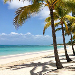Caribbean Holidays, Caribbean Holidays October, Quiet Caribbean beach with turquoise water, soft white sand and scattered palm trees in warm October sunshine