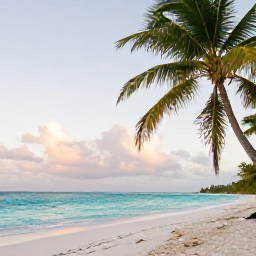 Caribbean Holidays, Caribbean in November, A quiet Caribbean beach in November with turquoise water, soft morning light and lush green palms