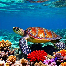 Caribbean Holidays, Caribbean in November, Colourful Caribbean reef fish and sea turtles swimming above a bright coral reef in clear shallow water
