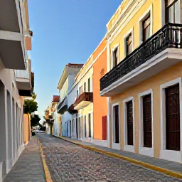 Caribbean Holidays, Caribbean Instagram Hotspots, Colourful colonial buildings and cobbled streets in Old San Juan, Puerto Rico, under warm afternoon sunlight