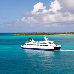 Caribbean Holidays, Caribbean Island Hopping, A Caribbean inter-island ferry and tropical coastline representing a multi-country holiday from Saint Kitts and Nevis to another nearby island