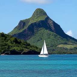 Caribbean Holidays, Caribbean Island Hopping, A small Caribbean sailing boat approaching lush Saint Vincent with turquoise water and green volcanic hills in bright July sunshine