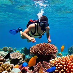 Caribbean Holidays, Caribbean Island Hopping, A snorkeller exploring colourful coral and tropical fish in clear Caribbean sea