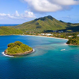 Caribbean Holidays, Caribbean Island Hopping, Aerial view of Saint Kitts and Nevis with turquoise sea, green volcanic hills and a small sailing boat between the islands