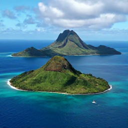 Caribbean Holidays, Caribbean Island Hopping, Aerial view of Saint Vincent and the Grenadines, showing green volcanic islands, turquoise sea and a small sailing boat