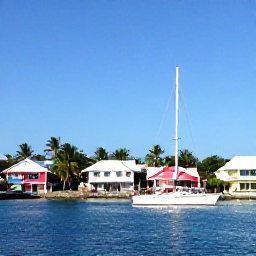 Caribbean Holidays, Caribbean Island Hopping, Beautiful Bequia harbour with colourful Caribbean houses, sailing yachts, palm trees and calm blue water under a clear February sky