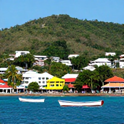 Caribbean Holidays, Caribbean Island Hopping, Colourful waterfront in Kingstown, Saint Vincent, with local boats, tropical hills and visitors exploring the lively Caribbean town