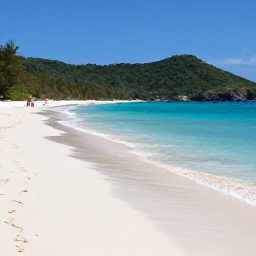 Caribbean Holidays, Caribbean Island Hopping, White sand beach at Magens Bay on St Thomas, with calm turquoise water, green hills and a few relaxed visitors