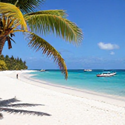 Caribbean Holidays, Caribbean Island Hopping, White sandy beach and clear turquoise sea on Bequia, with small boats and palm trees in the June sunshine