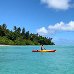 Caribbean Holidays, Caribbean Kayaking, A traveller paddling a sea kayak across calm turquoise Caribbean water beside a green tropical coastline