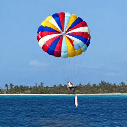 Caribbean Holidays, Caribbean Parasailing, Travellers relaxing on a Caribbean parasailing boat after a flight, with tropical coastline and calm sea in the background