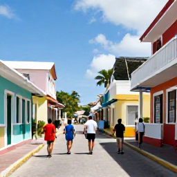 Caribbean Holidays, Caribbean Safety, Local guide leading a small group through a colourful Caribbean town street in daylight