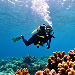 Caribbean Holidays, Caribbean Scuba Diving, A scuba diver exploring a colourful Caribbean coral reef in clear turquoise water, tropical fish and sunbeams visible