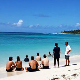 Caribbean Holidays, Caribbean Snorkelling, Friendly Caribbean snorkelling guide giving a safety briefing to a small group on a sunny beach beside calm turquoise water
