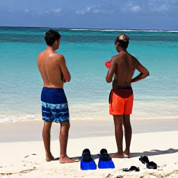 Caribbean Holidays, Caribbean Snorkelling, Friendly family receiving snorkelling safety briefing on a Caribbean beach, with masks and fins ready beside calm sea