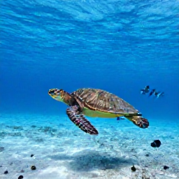 Caribbean Holidays, Caribbean Snorkelling, Sea turtle swimming over a Caribbean reef with snorkellers observing from a respectful distance