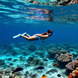 Caribbean Holidays, Caribbean Snorkelling, Traveller floating above a clear Caribbean coral reef with colourful tropical fish and calm turquoise water