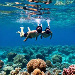 Caribbean Holidays, Caribbean Sporting Holidays, Couple snorkelling in clear turquoise Caribbean water above a colourful coral reef