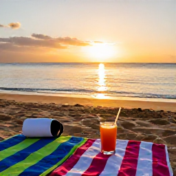 Caribbean Holidays, Caribbean Sporting Holidays, Happy active travellers relaxing after Caribbean sports, with beach towels, refreshments and a peaceful sunset over the sea