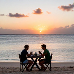 Caribbean Holidays, Caribbean Sporting Holidays, Relaxed solo traveller enjoying a seaside Caribbean dinner after an active day, with sunset over the ocean