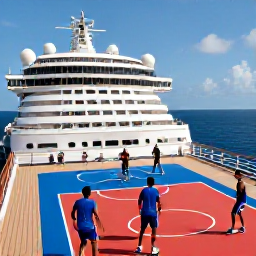Caribbean Holidays, Caribbean Sports Cruises, Travellers playing basketball and enjoying outdoor sports on the deck of a Caribbean cruise ship