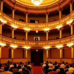 Caribbean Holidays, Caribbean Theatre, Historic Caribbean theatre interior with ornate balconies, warm lighting and a live stage performance before an appreciative audience