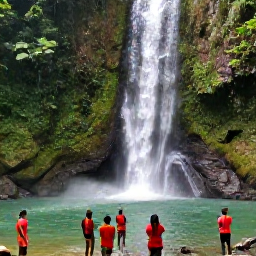 Caribbean Holidays, Caribbean Tours, A guided group hiking through a tropical Caribbean rainforest beside a waterfall and clear natural pool