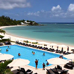 Caribbean Holidays, Caribbean Travel Companies, A comfortable Caribbean resort overlooking a calm blue bay, with guests enjoying the pool and beach