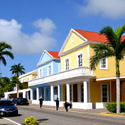 Caribbean Holidays, Caribbean Twin Centre, Visitors exploring Bridgetown in Barbados, with colourful historic buildings, palm trees and a sunny Caribbean street scene