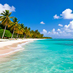 Caribbean Holidays, Caribbean Visas, Generic scenic photograph of a Caribbean island coastline with turquoise water, sandy beach and palm trees