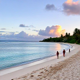Caribbean Holidays, Caribbean Walking Holidays, A peaceful Caribbean coastal path above a secluded sandy cove, with walkers looking across calm blue water at sunset