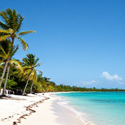 Caribbean Holidays, Caribbean Weather, Bright Caribbean beach with turquoise water, palm trees and clear blue sky