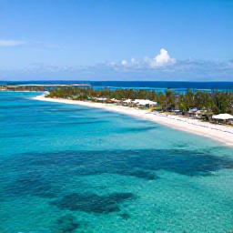 Caribbean Holidays, Cayman Adventure, Aerial photograph of Grand Cayman coastline in January, turquoise water, white sand beaches and bright blue sky