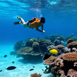 Caribbean Holidays, Cayman Adventure Holidays, A bright underwater scene in Grand Cayman with a snorkeller above coral reefs, tropical fish and clear turquoise water