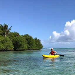 Caribbean Holidays, Cayman Adventure Holidays, Kayaker paddling through calm turquoise sea beside mangroves on Grand Cayman