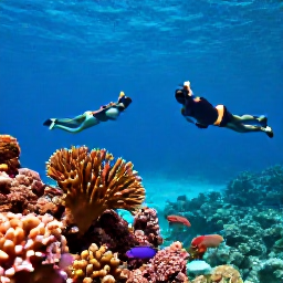 Caribbean Holidays, Cayman All Inclusive, Snorkellers viewing colourful coral and tropical fish in clear shallow water near Grand Cayman