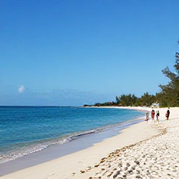 Caribbean Holidays, Cayman August Tours, A bright Caribbean morning at Seven Mile Beach in Grand Cayman, with calm turquoise water, white sand and a few visitors enjoying the shoreline