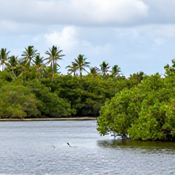 Caribbean Holidays, Cayman Birdwatching, A tranquil wetland with mangroves, wading birds and tropical vegetation in the Cayman Islands