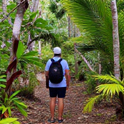 Caribbean Holidays, Cayman Birdwatching, Birdwatcher exploring the woodland trails of the Mastic Reserve in Grand Cayman, surrounded by native trees and tropical birds
