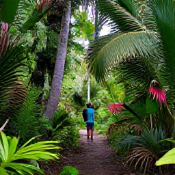 Caribbean Holidays, Cayman Birdwatching, Birdwatchers exploring the Mastic Trail in Grand Cayman, surrounded by Caribbean woodland, palms and dense green vegetation