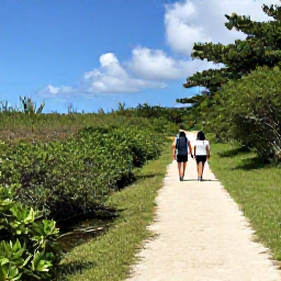 Caribbean Holidays, Cayman Birdwatching, Birdwatchers walking along a peaceful nature trail beside wetlands on Grand Cayman