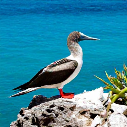 Caribbean Holidays, Cayman Birdwatching, Red-footed booby and other seabirds on a rugged Cayman Brac cliff above clear turquoise sea
