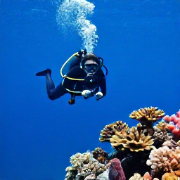Caribbean Holidays, Cayman Business Class, Scuba divers exploring a colourful coral reef near the Cayman Islands, with clear blue water and tropical fish