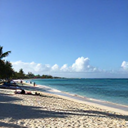 Caribbean Holidays, Cayman Business Class, Seven Mile Beach in Grand Cayman on a bright January morning, calm turquoise sea, white sand and a few relaxed visitors