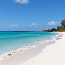 Caribbean Holidays, Cayman Business Class, Seven Mile Beach in Grand Cayman with calm turquoise water, soft sand and a few visitors in September sunlight