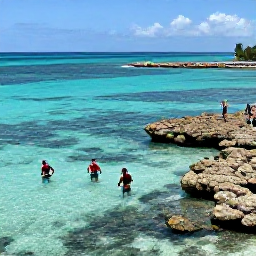 Caribbean Holidays, Cayman Business Class, Snorkellers exploring a colourful coral reef near Grand Cayman in clear shallow water